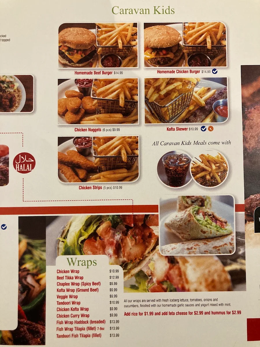 Menu, Caravan Kabob Richmond Hill
