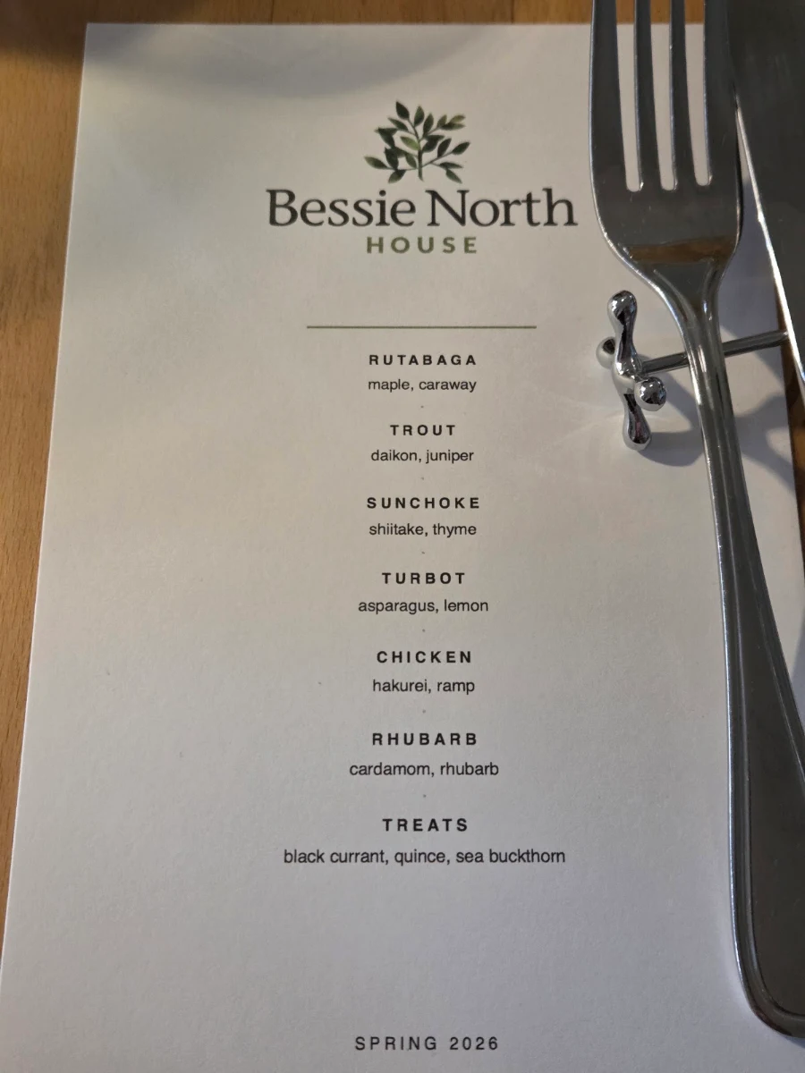 Menu, Bessie North House