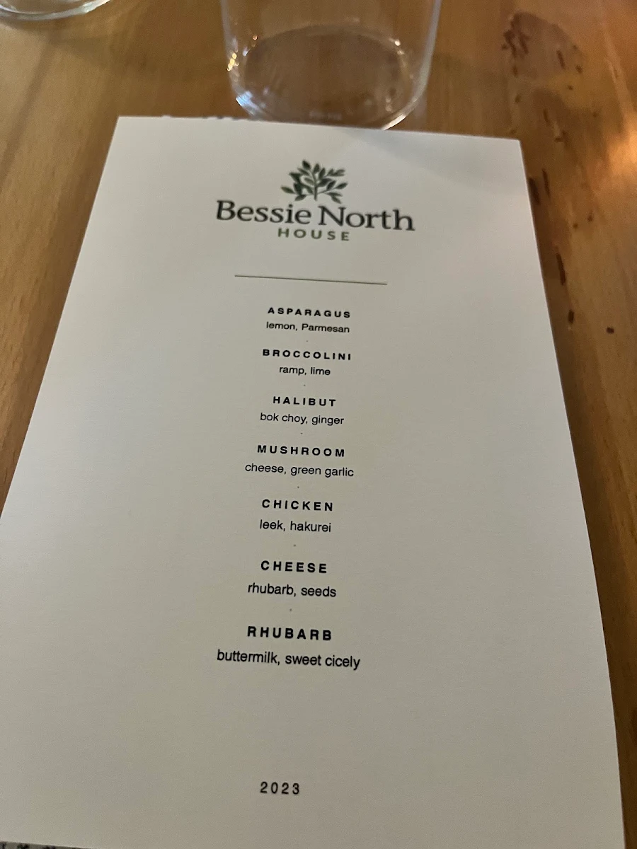 Menu, Bessie North House