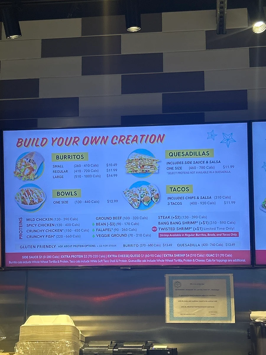 Menu, barBURRITO