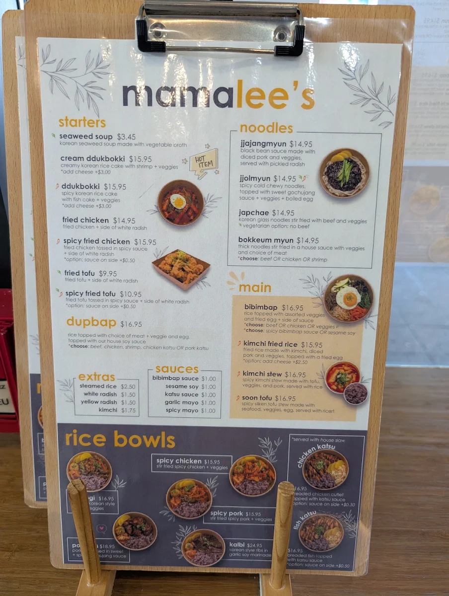 Menu, Mama Lee's Korean Kitchen (Takeout Only)