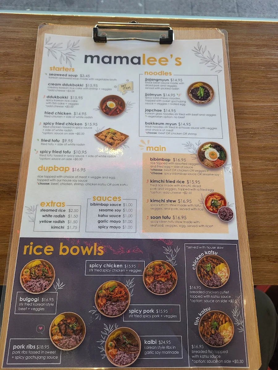 Menu, Mama Lee's Korean Kitchen (Takeout Only)