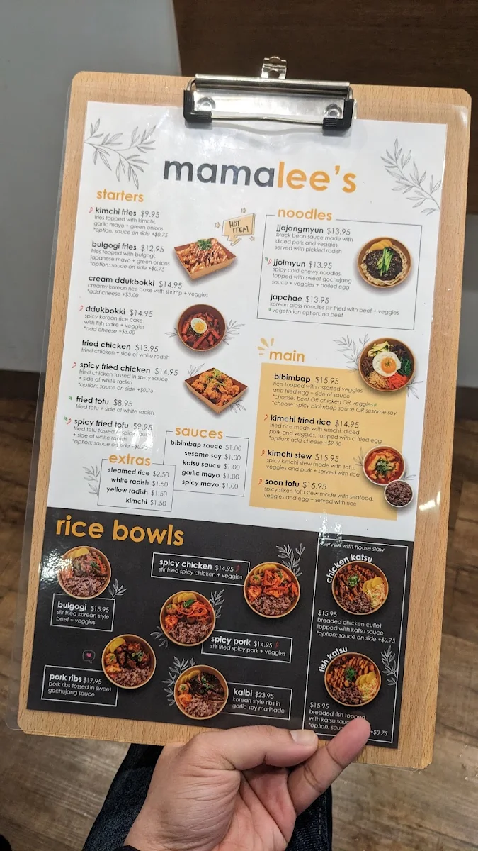 Menu, Mama Lee's Korean Kitchen (Takeout Only)