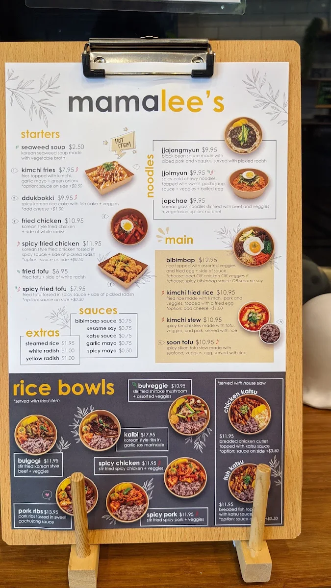 Menu, Mama Lee's Korean Kitchen (Takeout Only)
