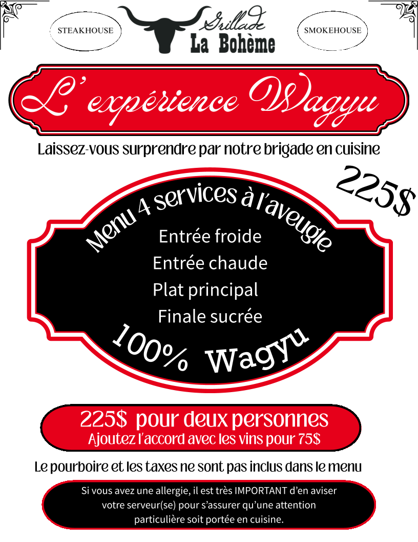 Menu, Grillade La Bohème