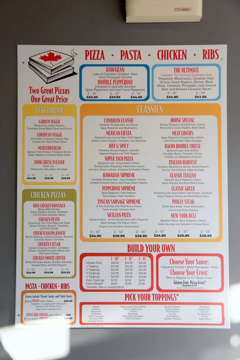 Menu, Canadian 2 For 1 Pizza Nelson, Fried Broaster Chicken - NOW BEER TOO(Delievery also)