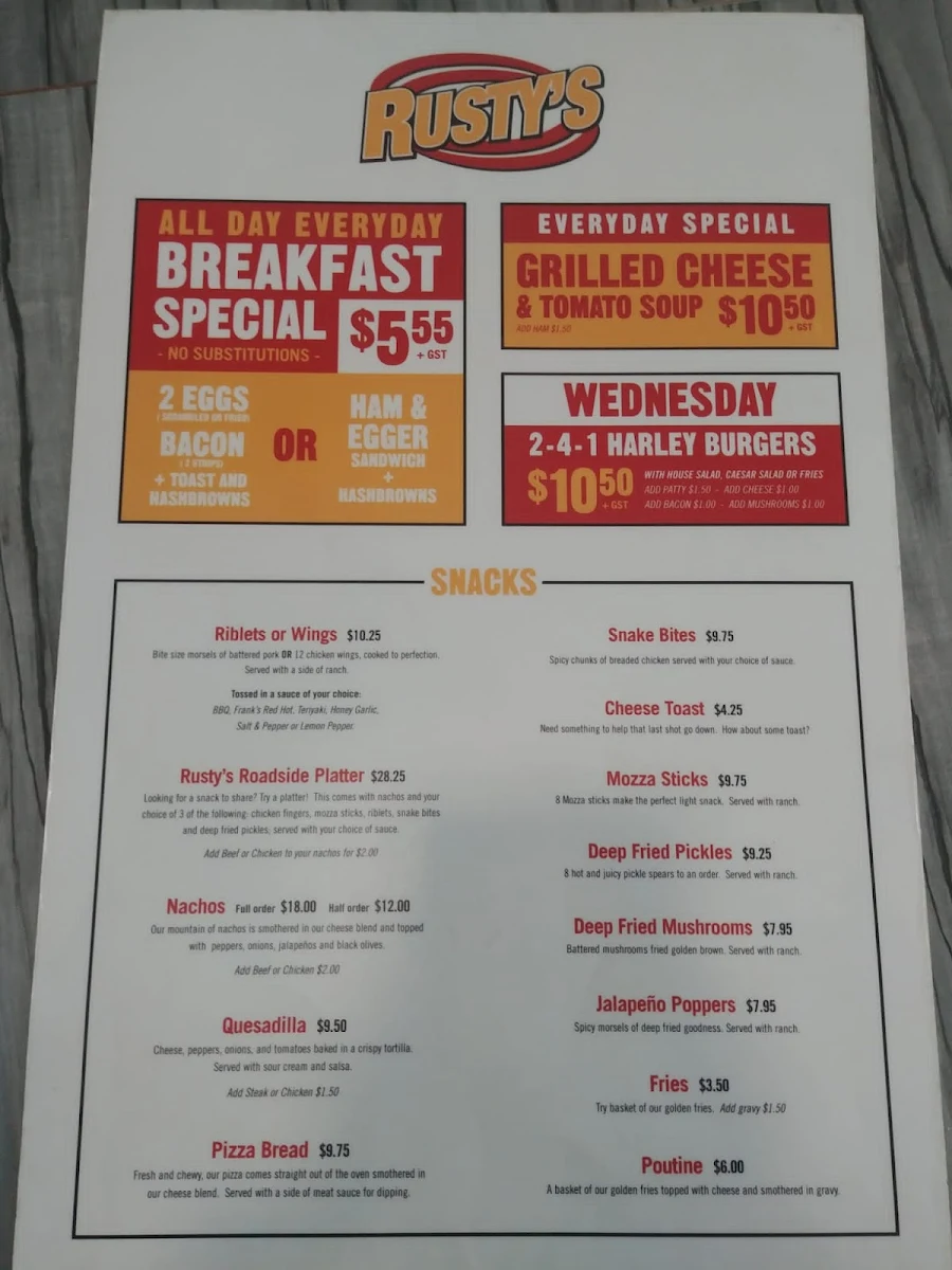 Menu, CJ'S Pizza