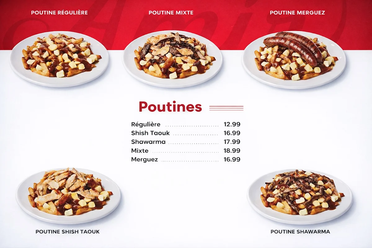 Menu, Restaurant Amir Rawdon
