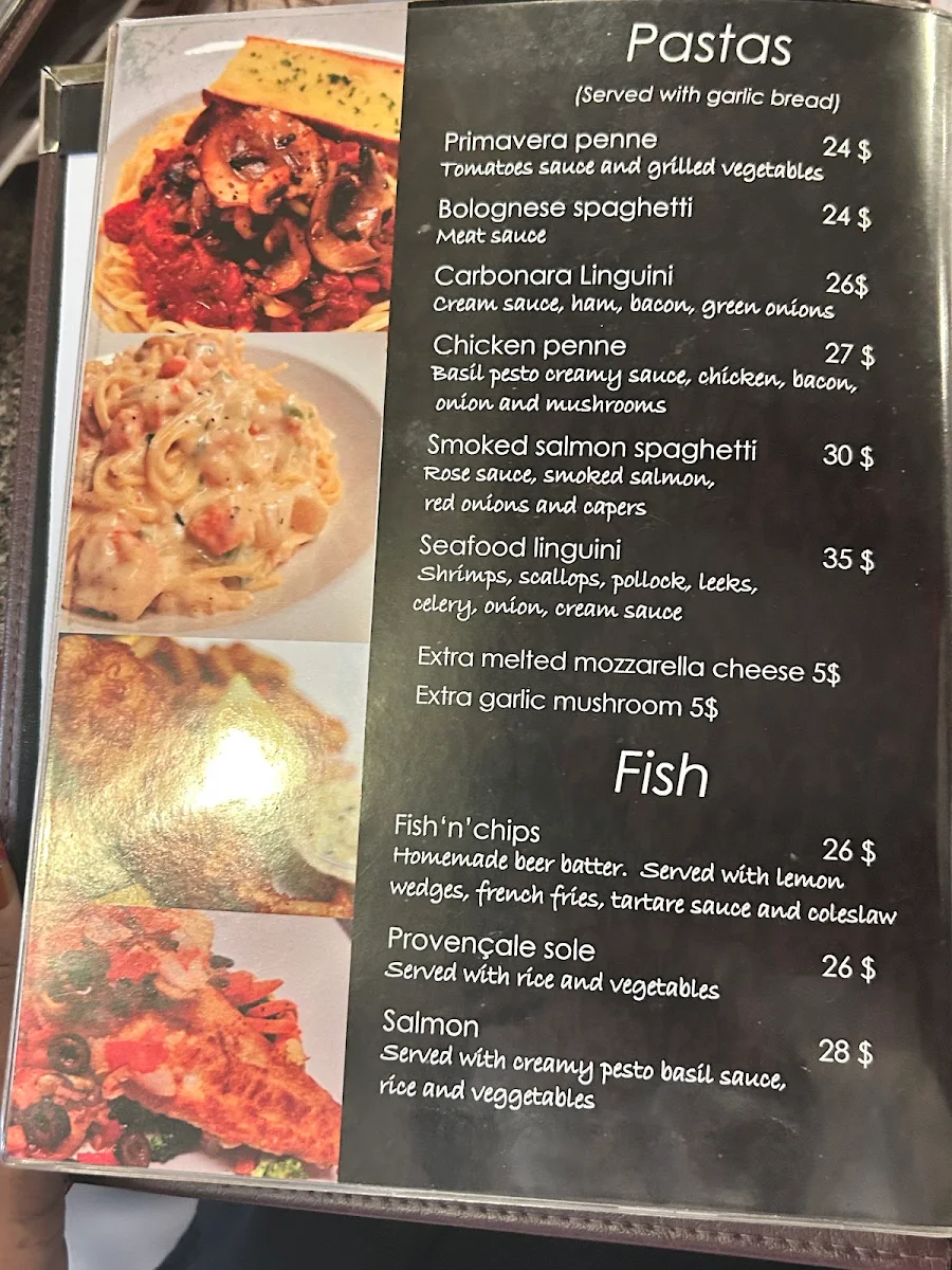 Menu, Café Buade