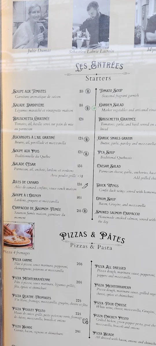 Menu, Café Buade
