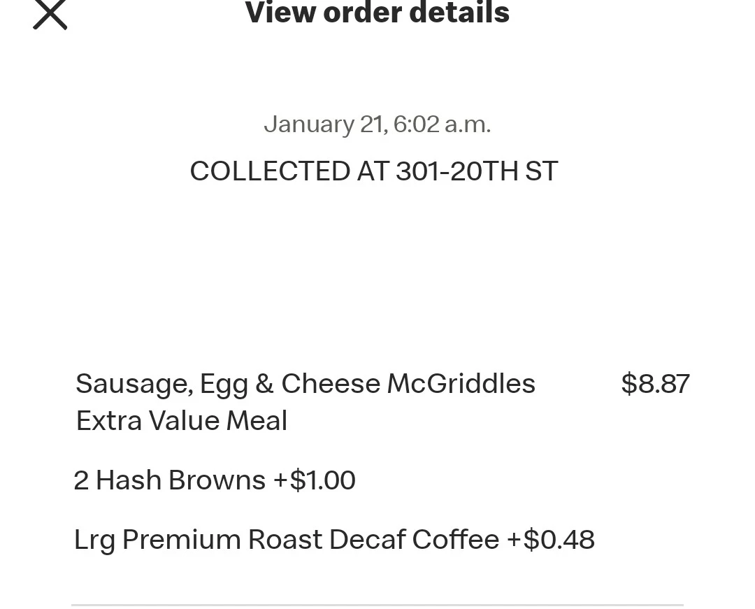 Menu, McDonald's