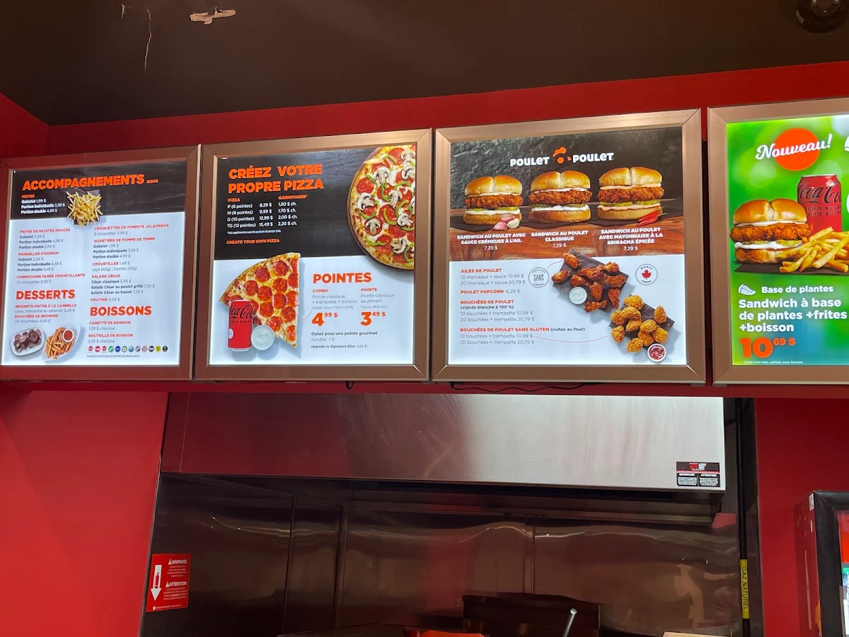 Menu, Pizza Pizza