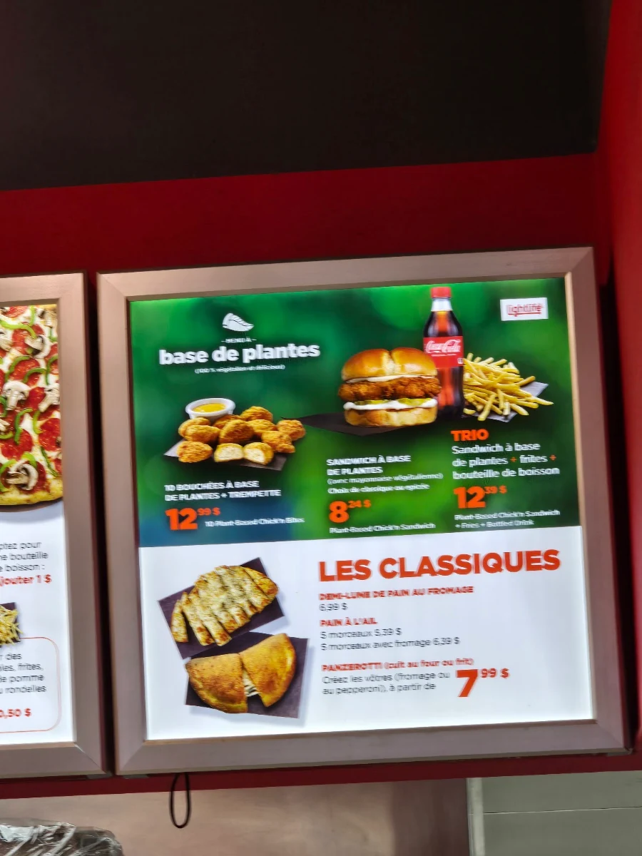 Menu, Pizza Pizza