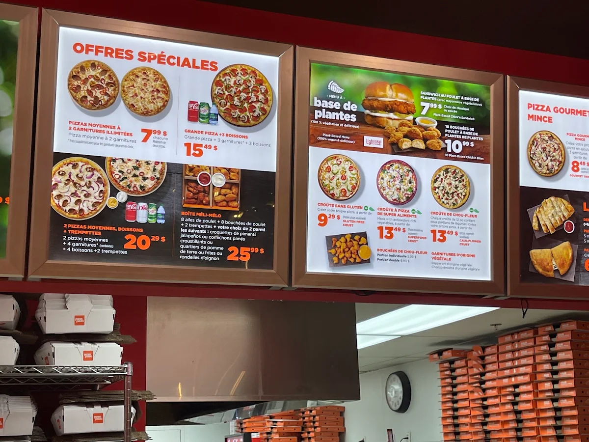 Menu, Pizza Pizza