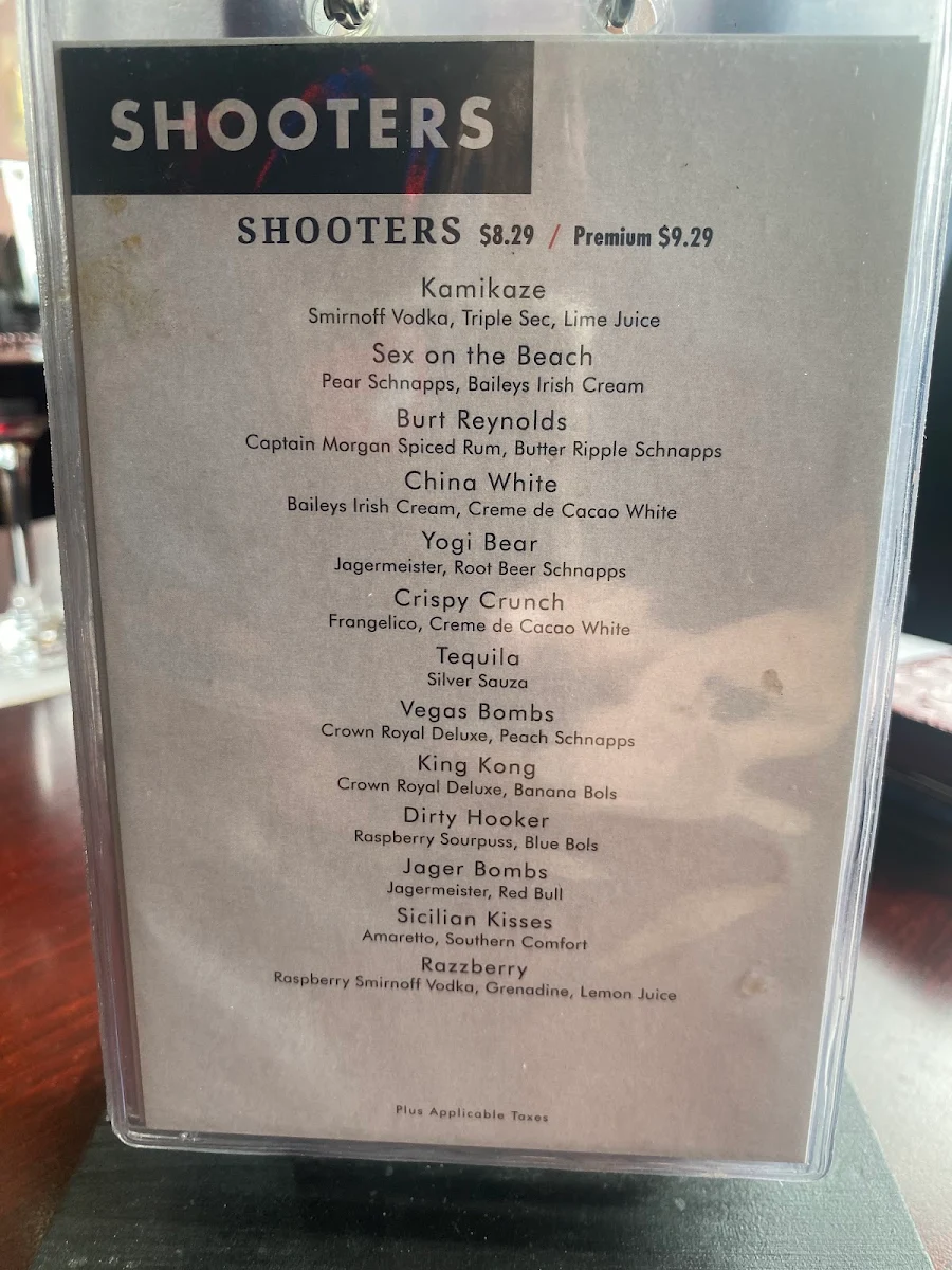 Menu, McCracken Station Pub