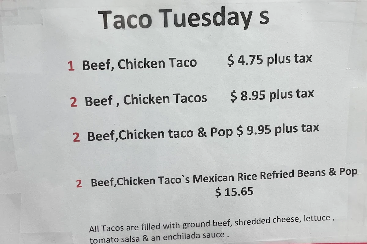 Menu, Mexigo Cabana (mexican food truck)