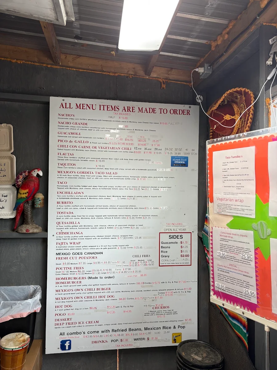Menu, Mexigo Cabana (mexican food truck)