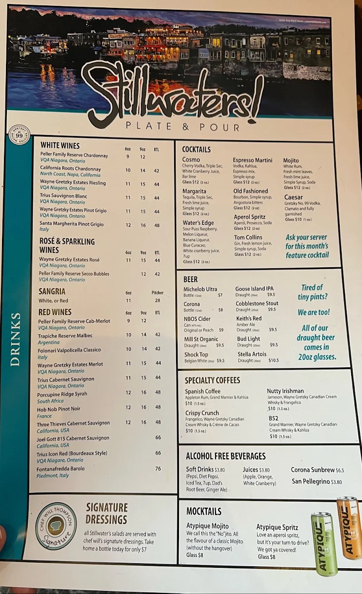 Menu, Stillwaters