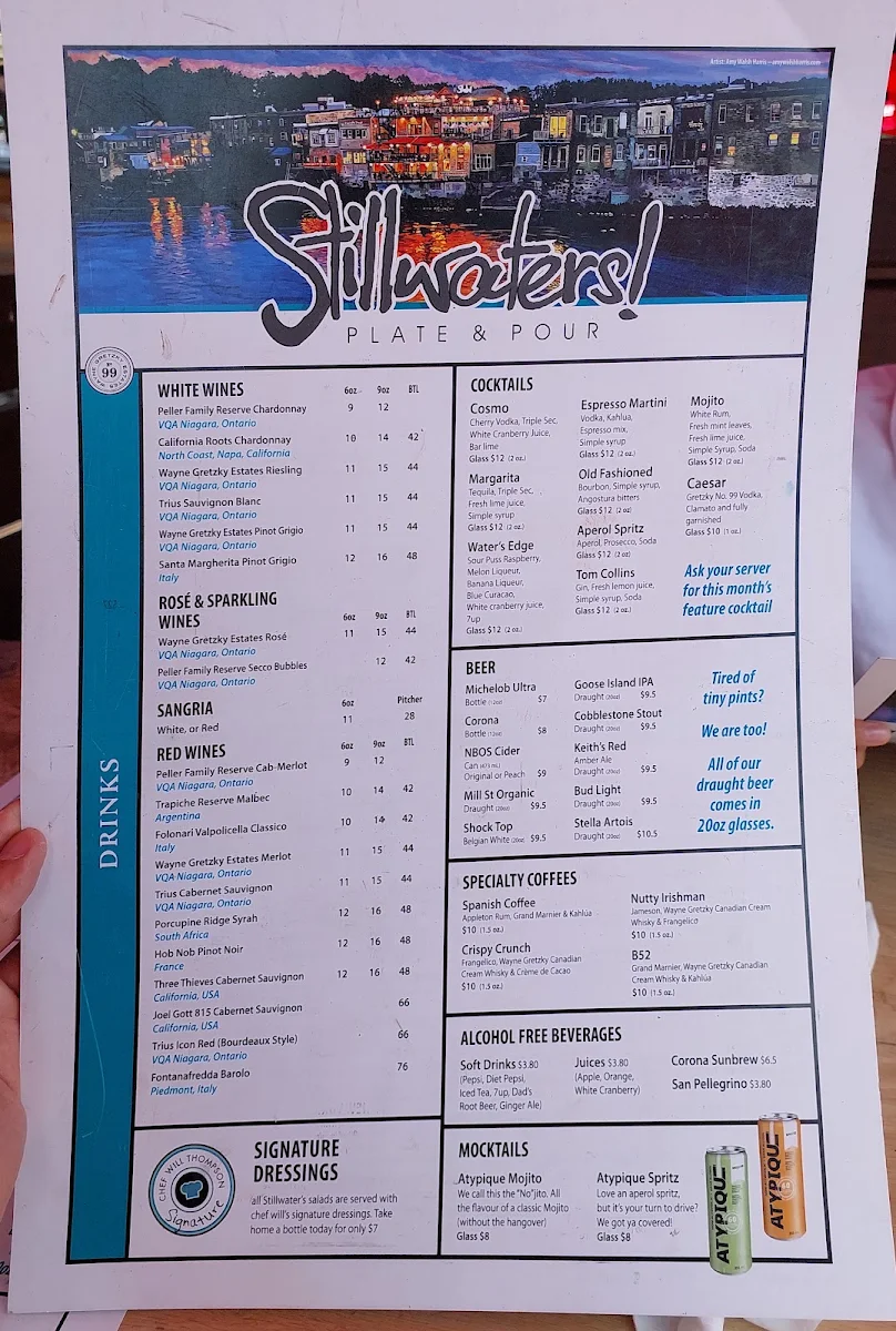 Menu, Stillwaters