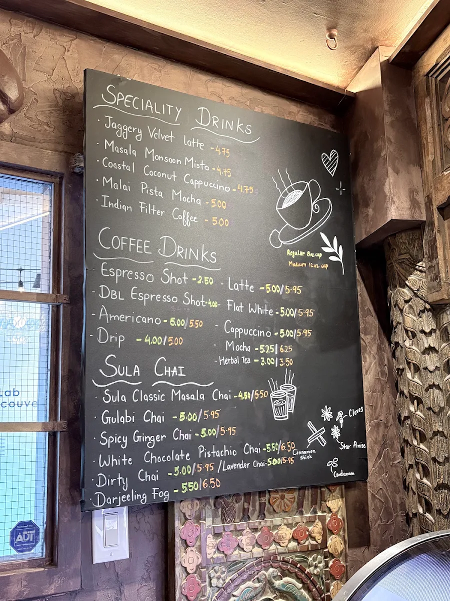 Menu, Sula Cafe