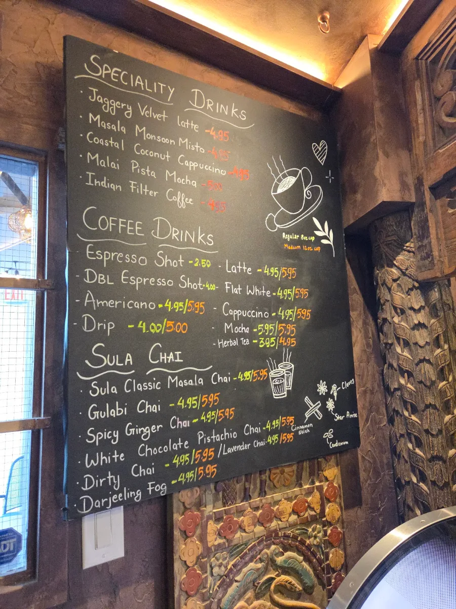 Menu, Sula Cafe