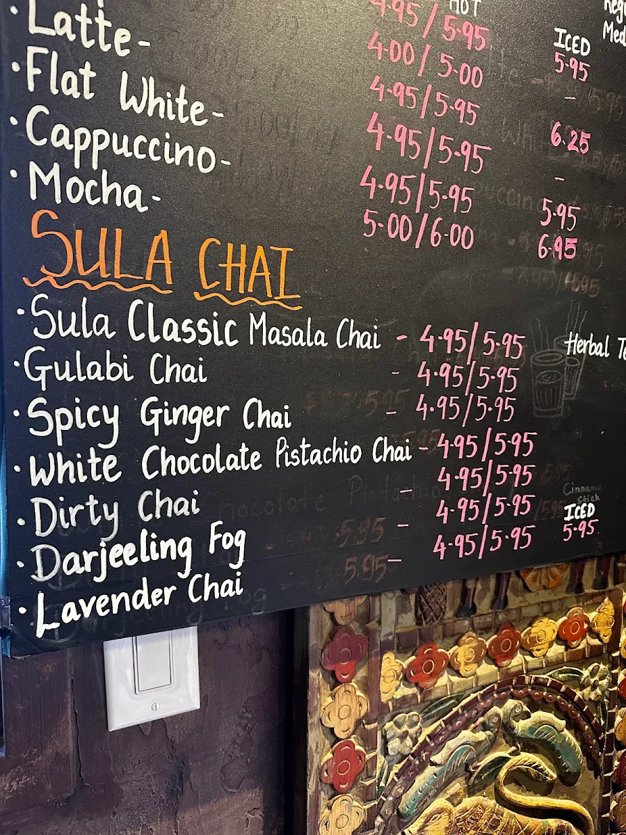 Menu, Sula Cafe