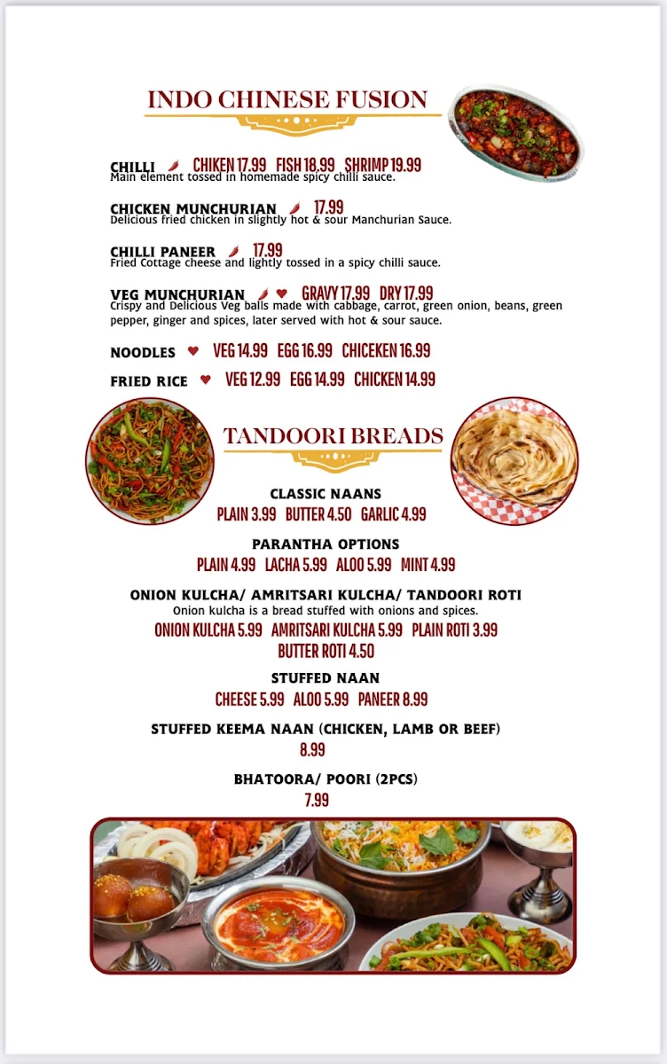 Menu, Madhuban Indian Cuisine Downtown Ottawa