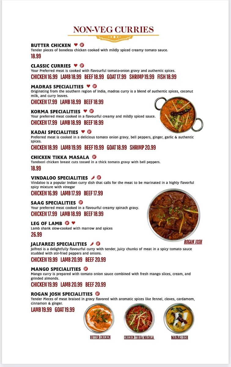 Menu, Madhuban Indian Cuisine Downtown Ottawa