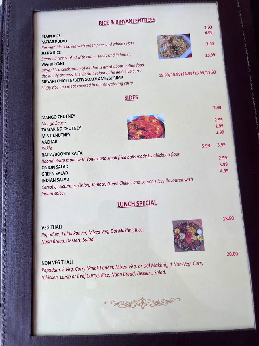 Menu, Madhuban Indian Cuisine Downtown Ottawa