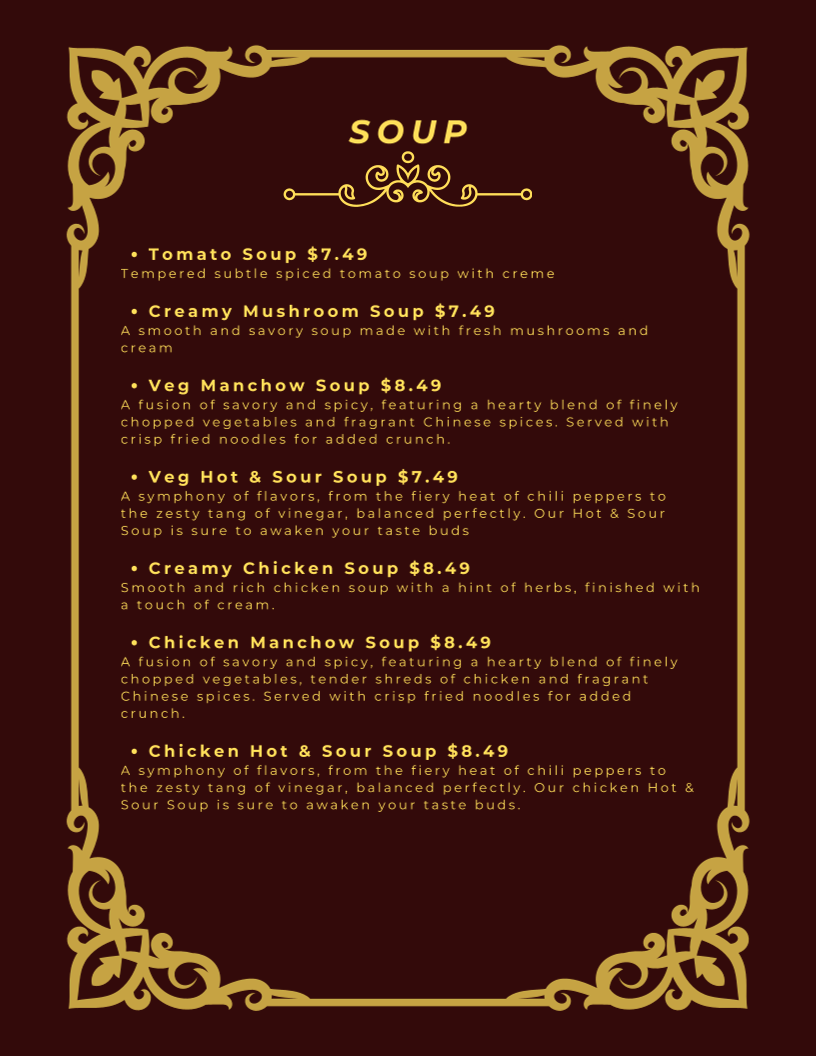 Menu, Daawat-e-Zaika