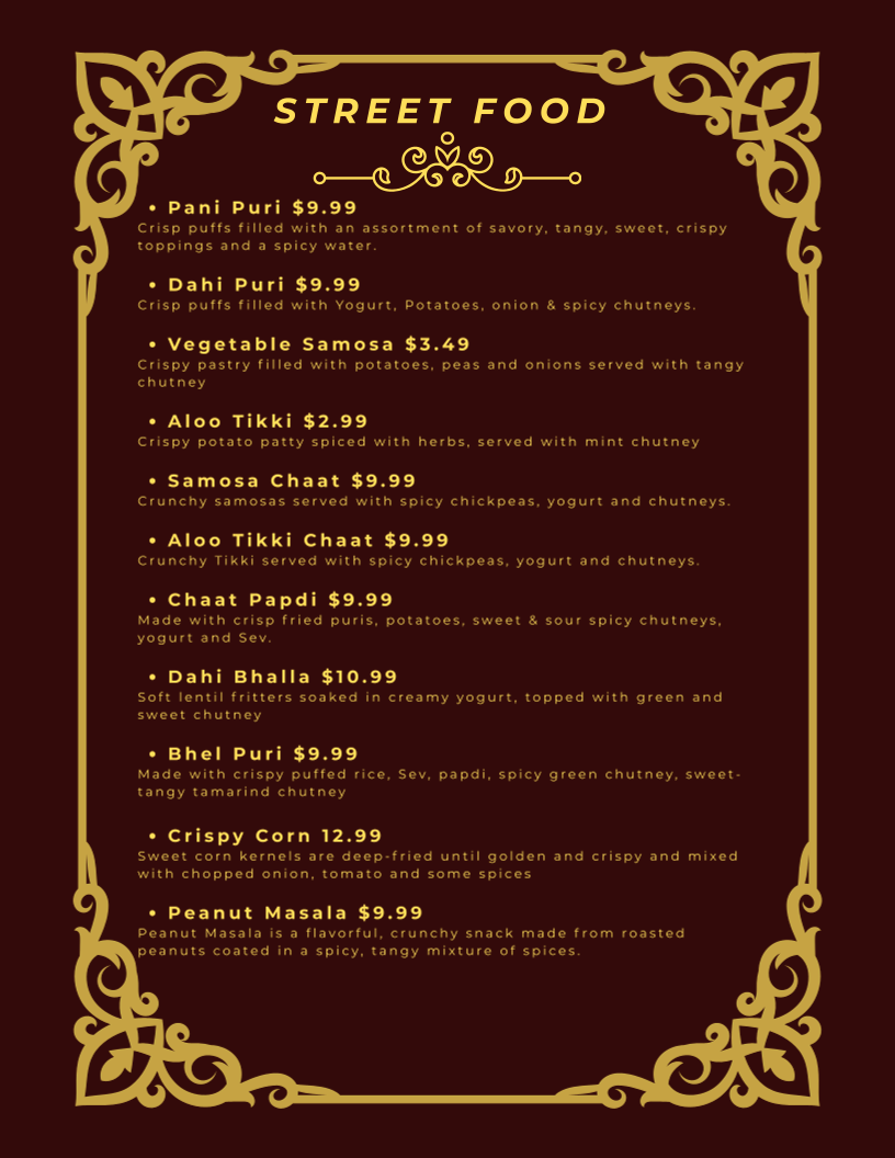 Menu, Daawat-e-Zaika
