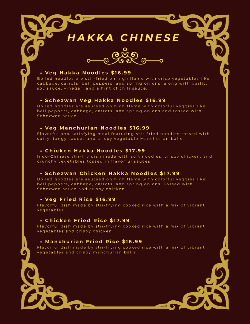 Menu, Daawat-e-Zaika