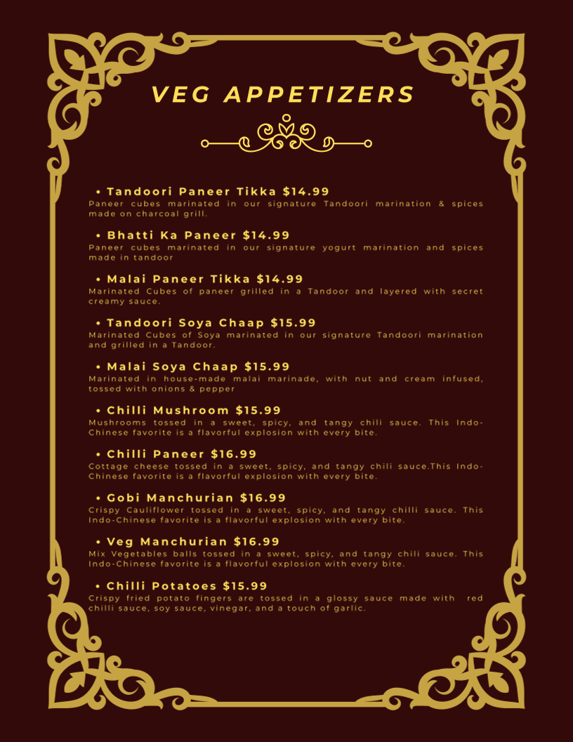 Menu, Daawat-e-Zaika