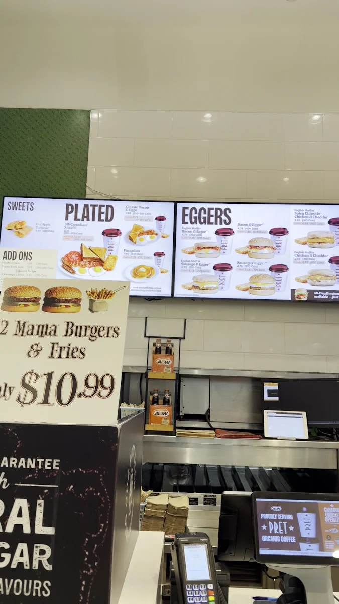 Menu, A&W Canada