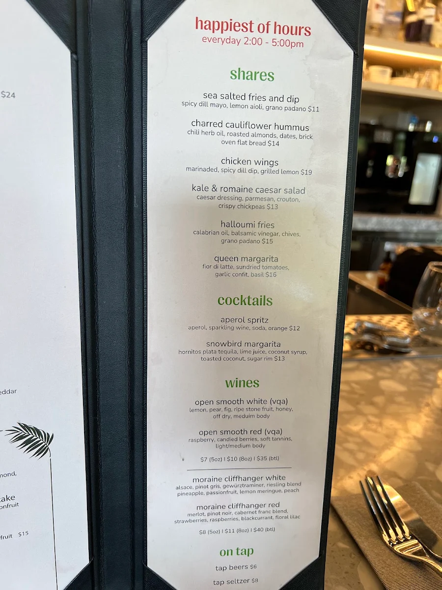 Menu, Palms Beach House