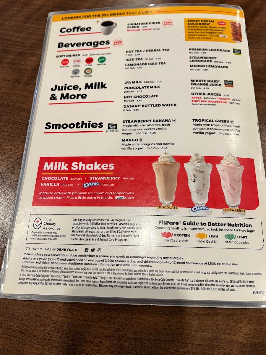 Menu, Denny's Restaurant Gateway