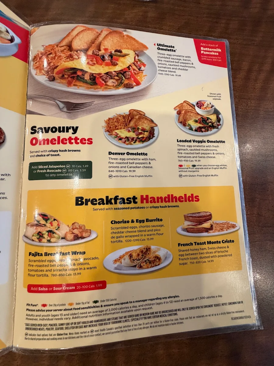 Menu, Denny's Restaurant Gateway