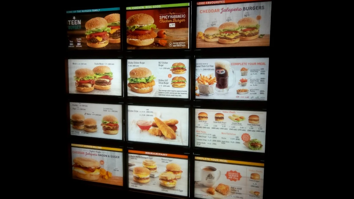 Menu, A&W Canada