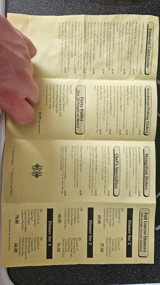 Menu, Canton Restaurant