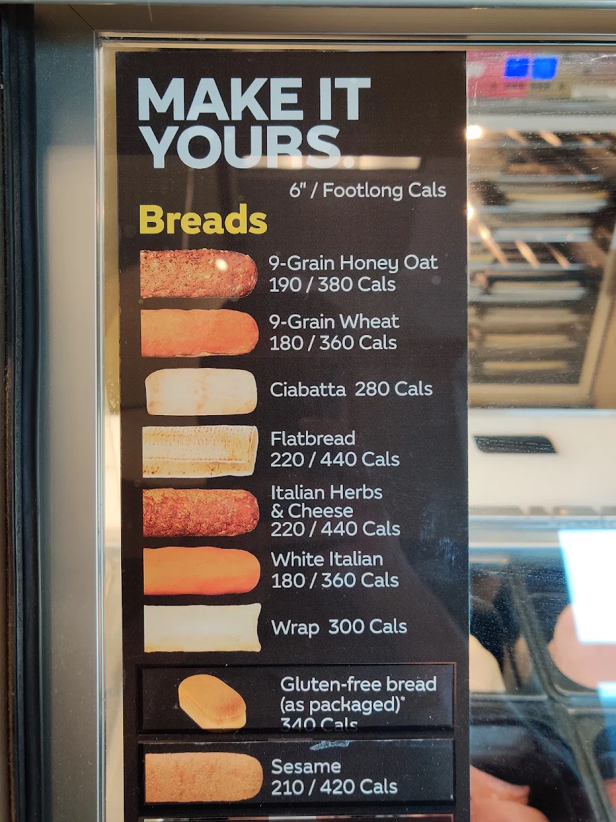 Menu, Subway