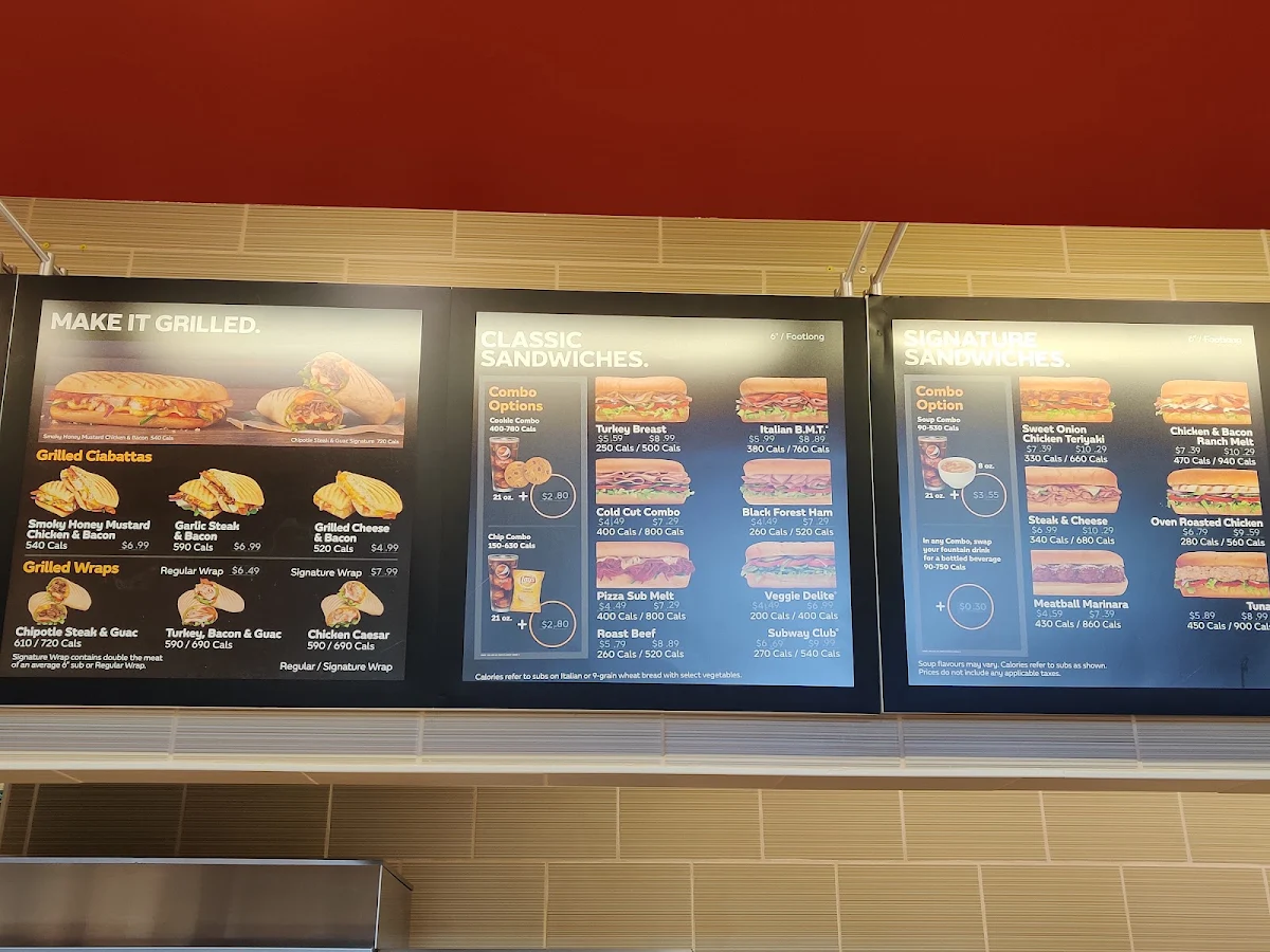 Menu, Subway