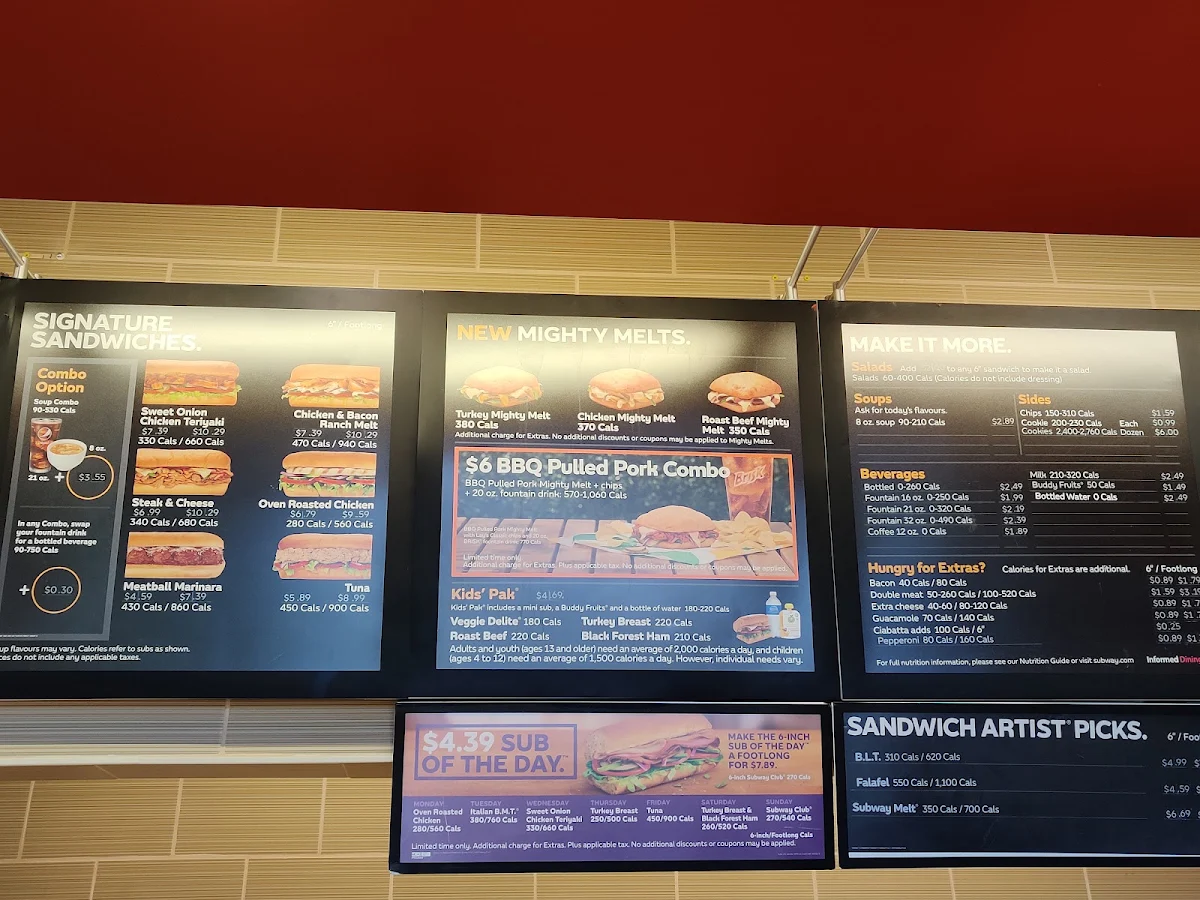 Menu, Subway