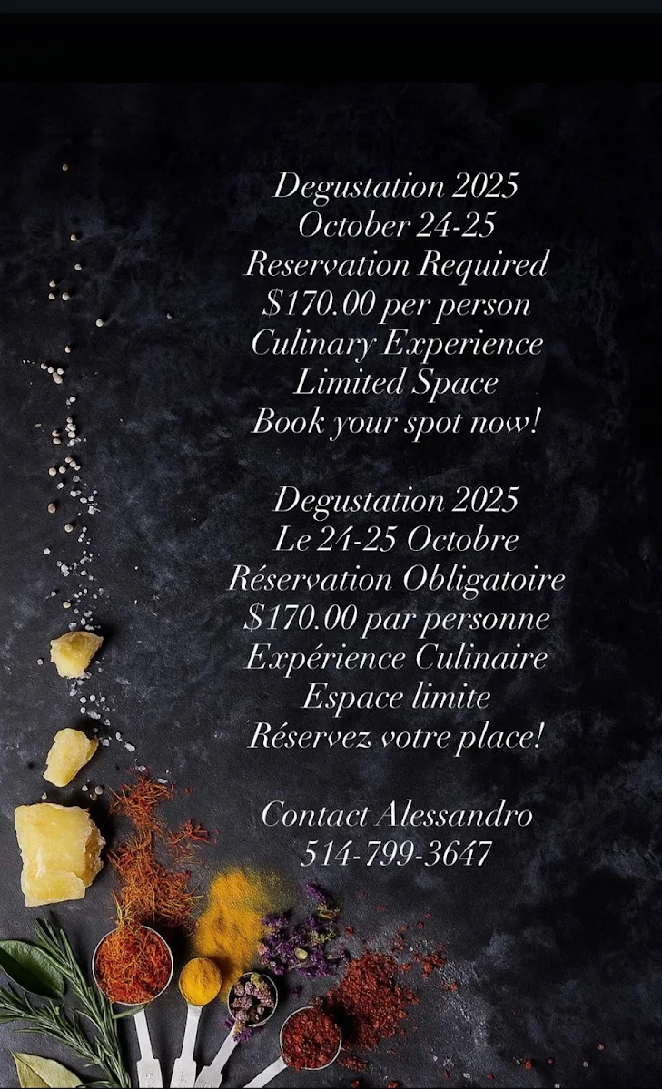 Menu, L'artisan de la pasta Restaurant