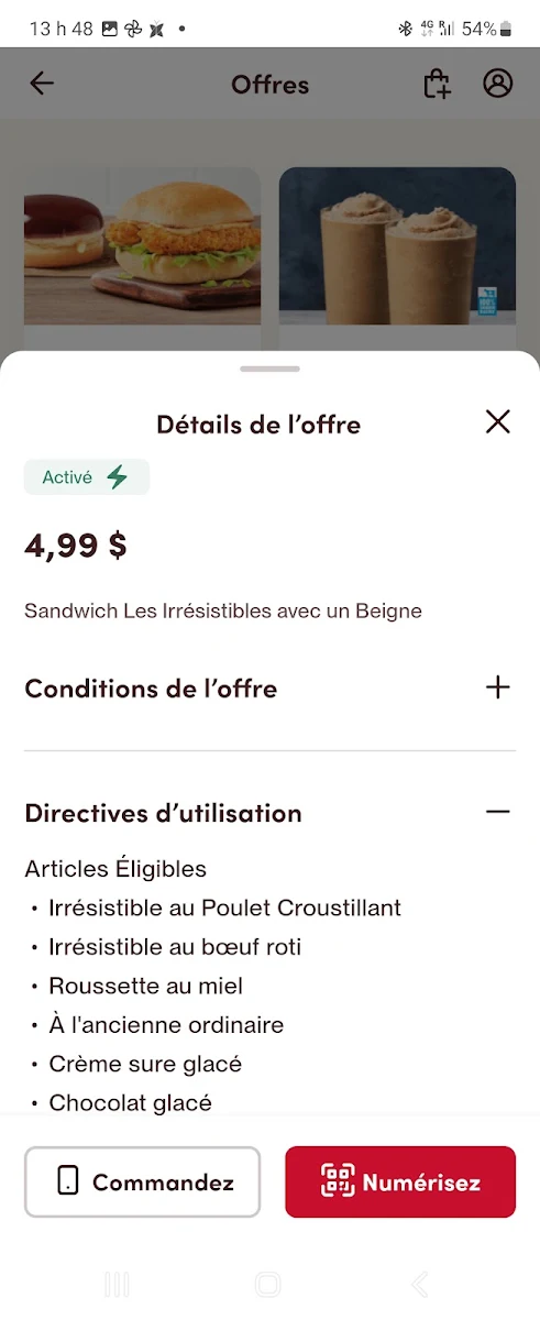 Menu, Tim Hortons