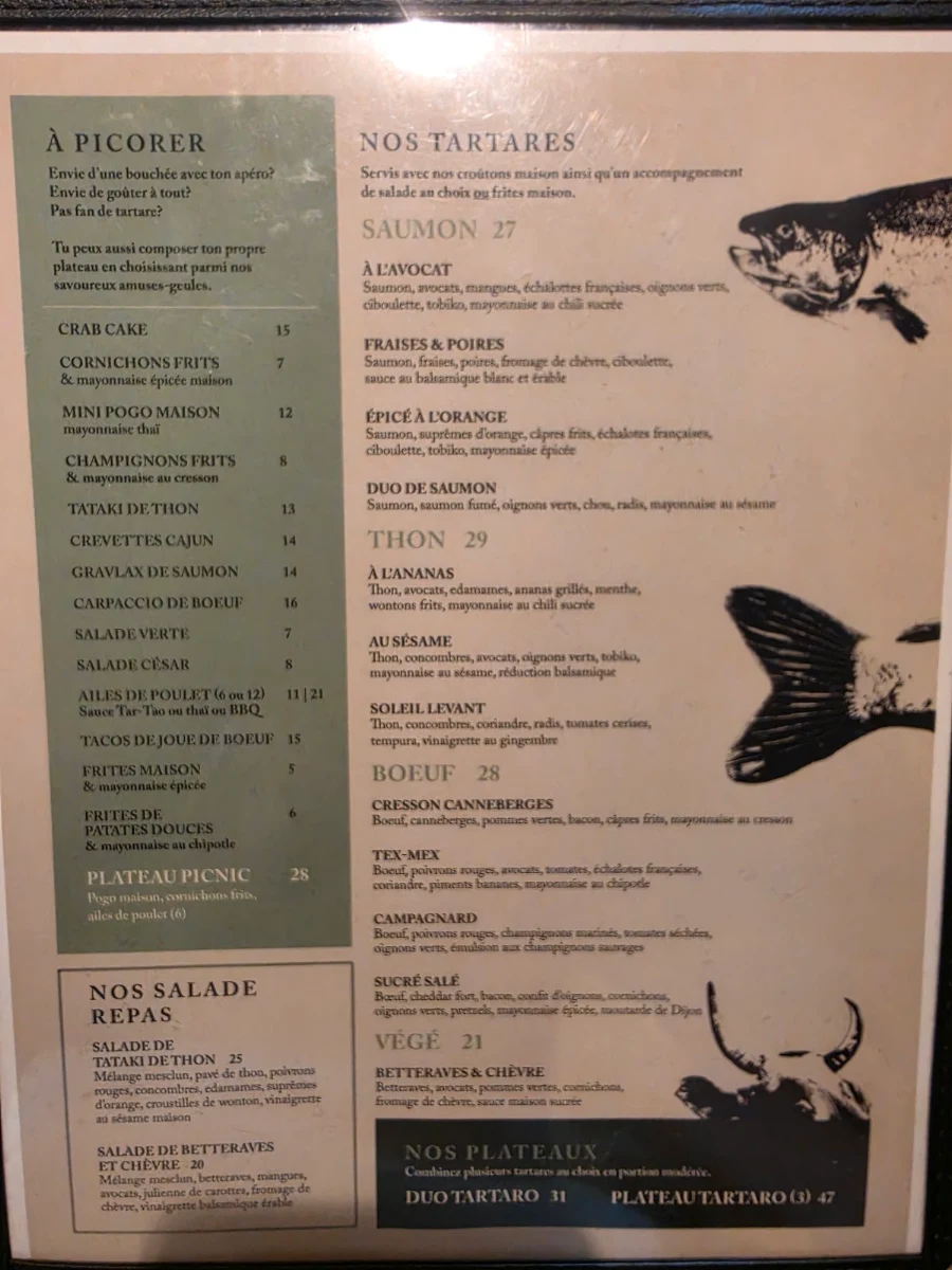 Menu, Restaurant Tartaro