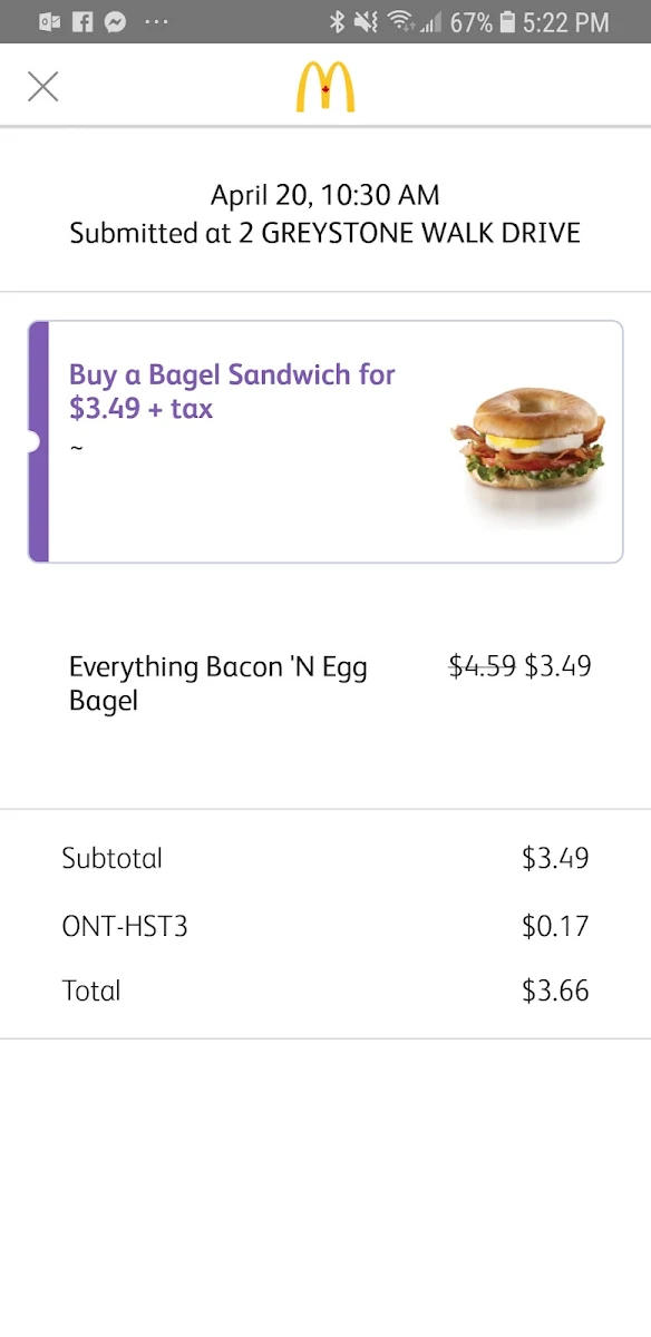 Menu, McDonald's