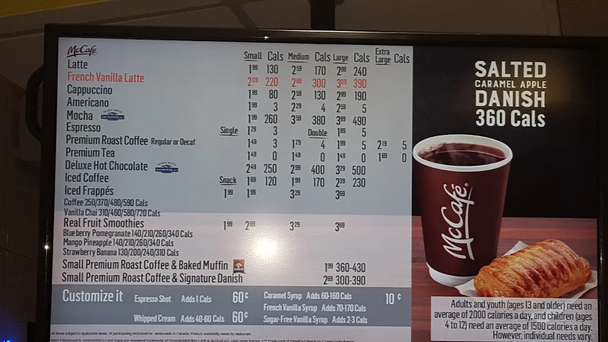 Menu, McDonald's