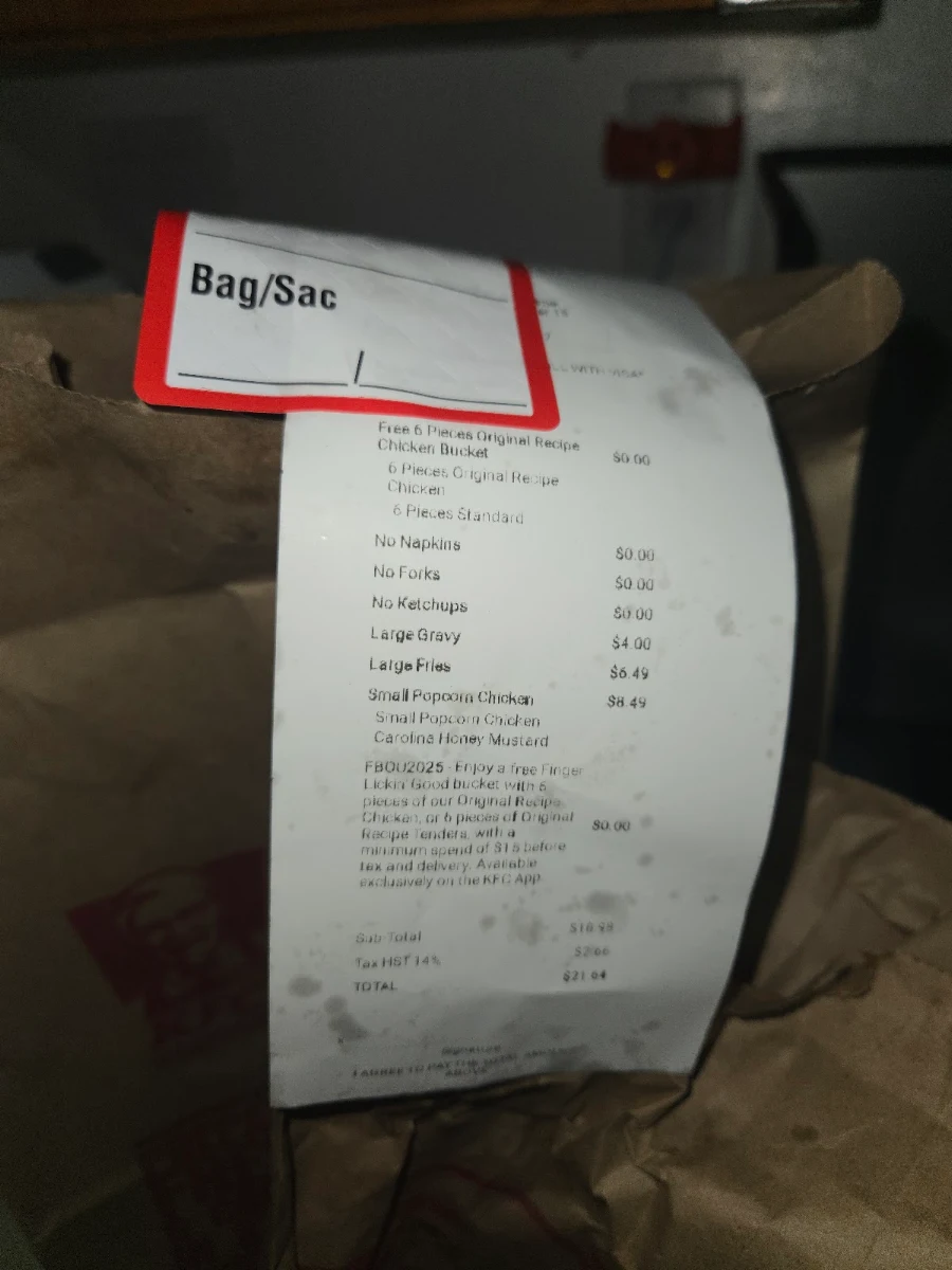 Menu, KFC