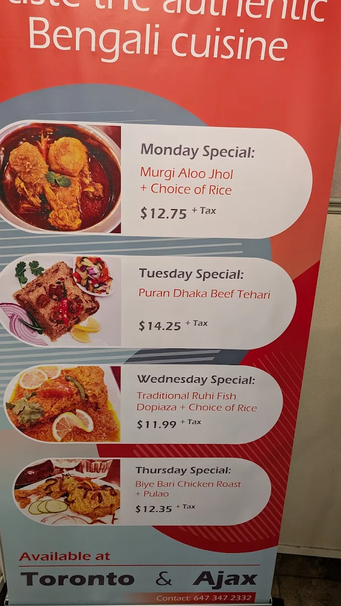 Menu, ADDA Bengali Kitchen & Catering