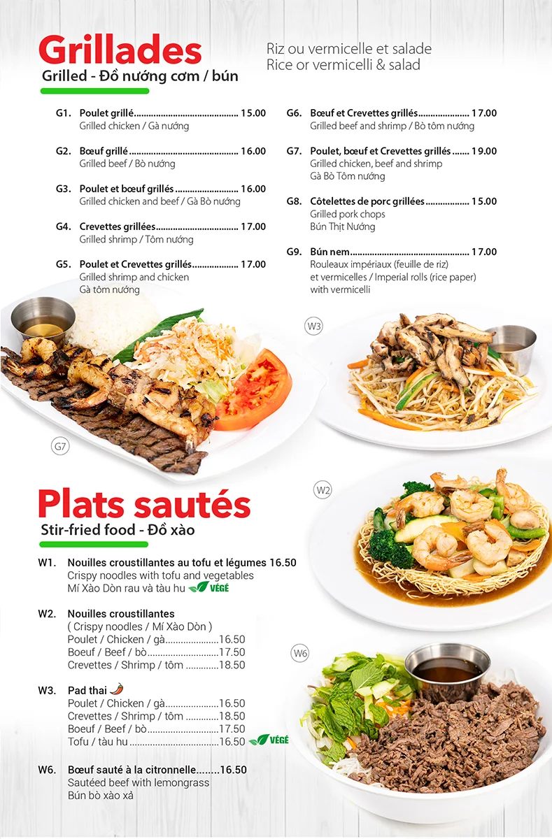 Menu, Miss Pho Laval